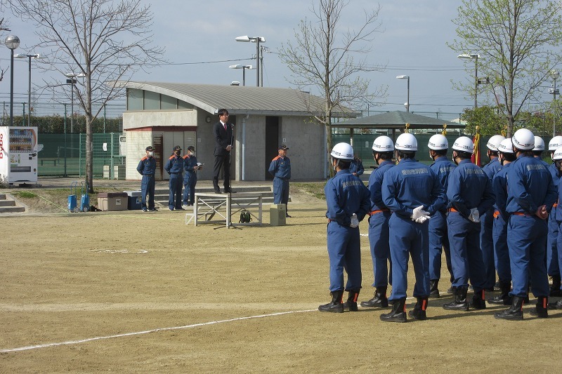 消防団総合訓練での市長挨拶