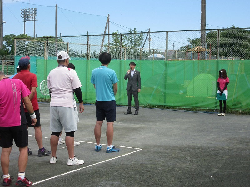 市民ソフトテニス大会での市長挨拶