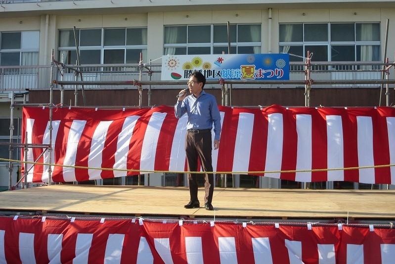 勝幡地区納涼夏祭りでの市長挨拶