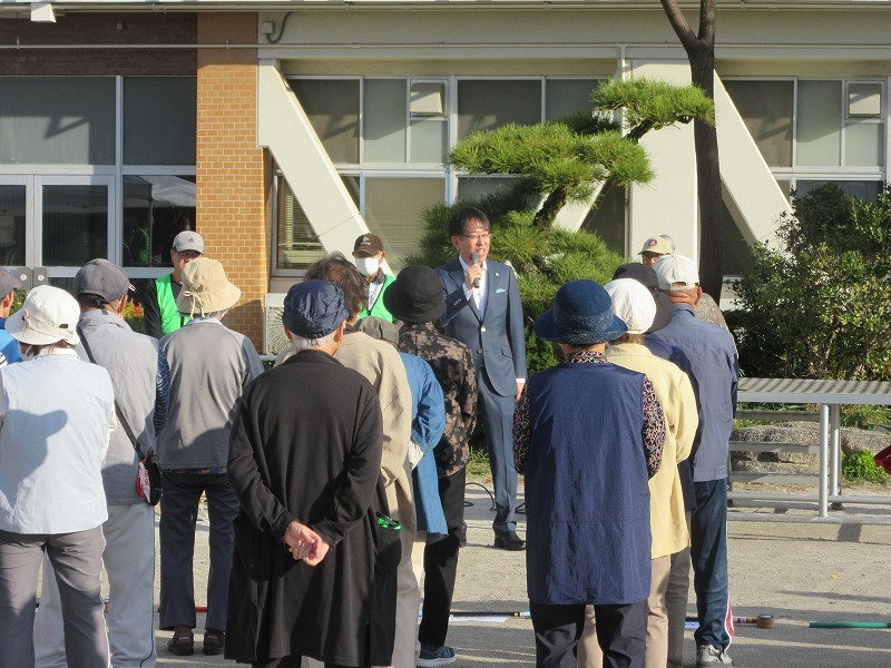 藤浪コミュニティグラウンドゴルフ大会での市長挨拶