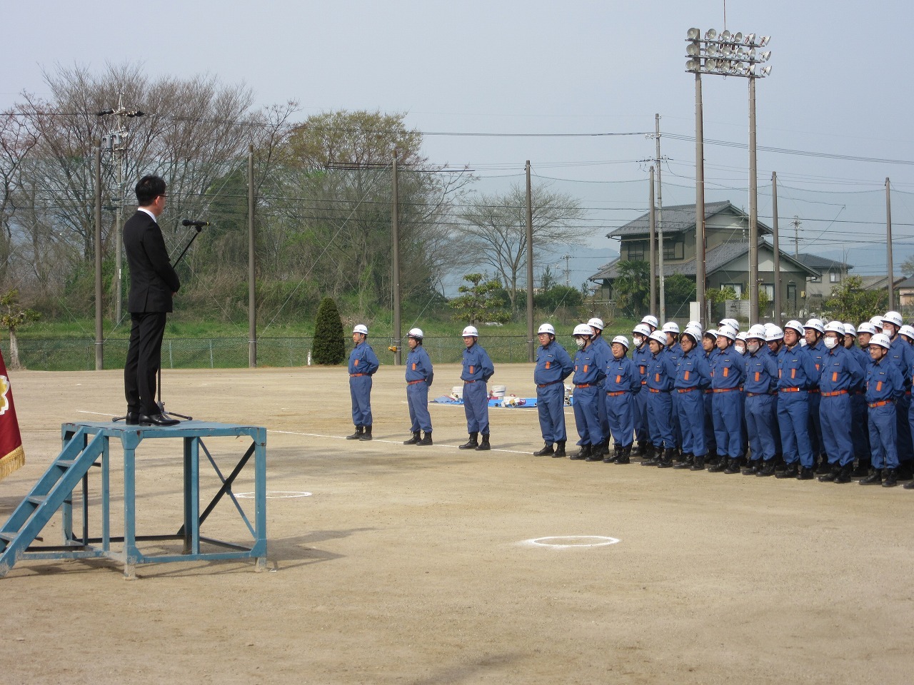 消防団総合訓練での市長挨拶