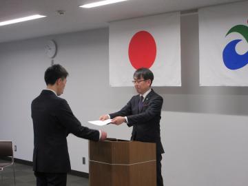 採用辞令交付式での市長挨拶