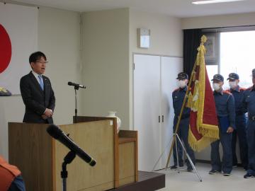 消防団総合訓練での市長挨拶