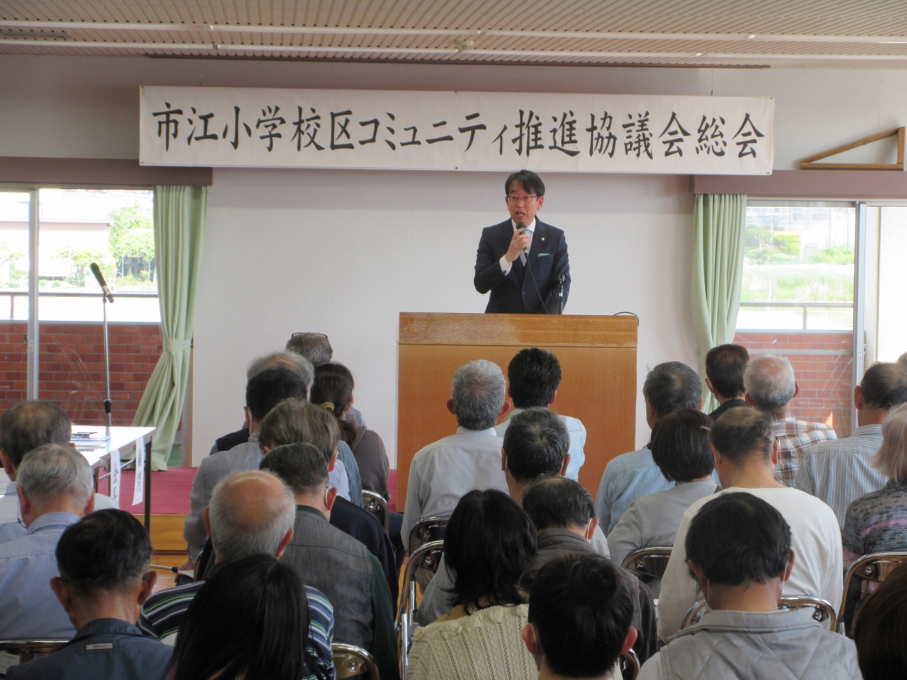 市江小学校区コミュニティ推進協議会総会での市長挨拶