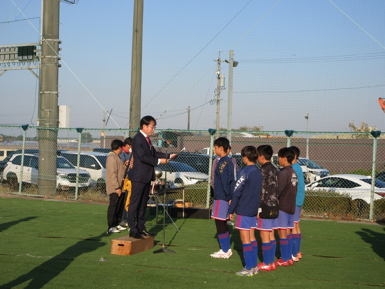 サッカー大会での市長挨拶