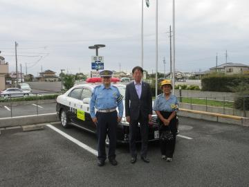 市長交通事故死ゼロを目指す日パトロールの様子